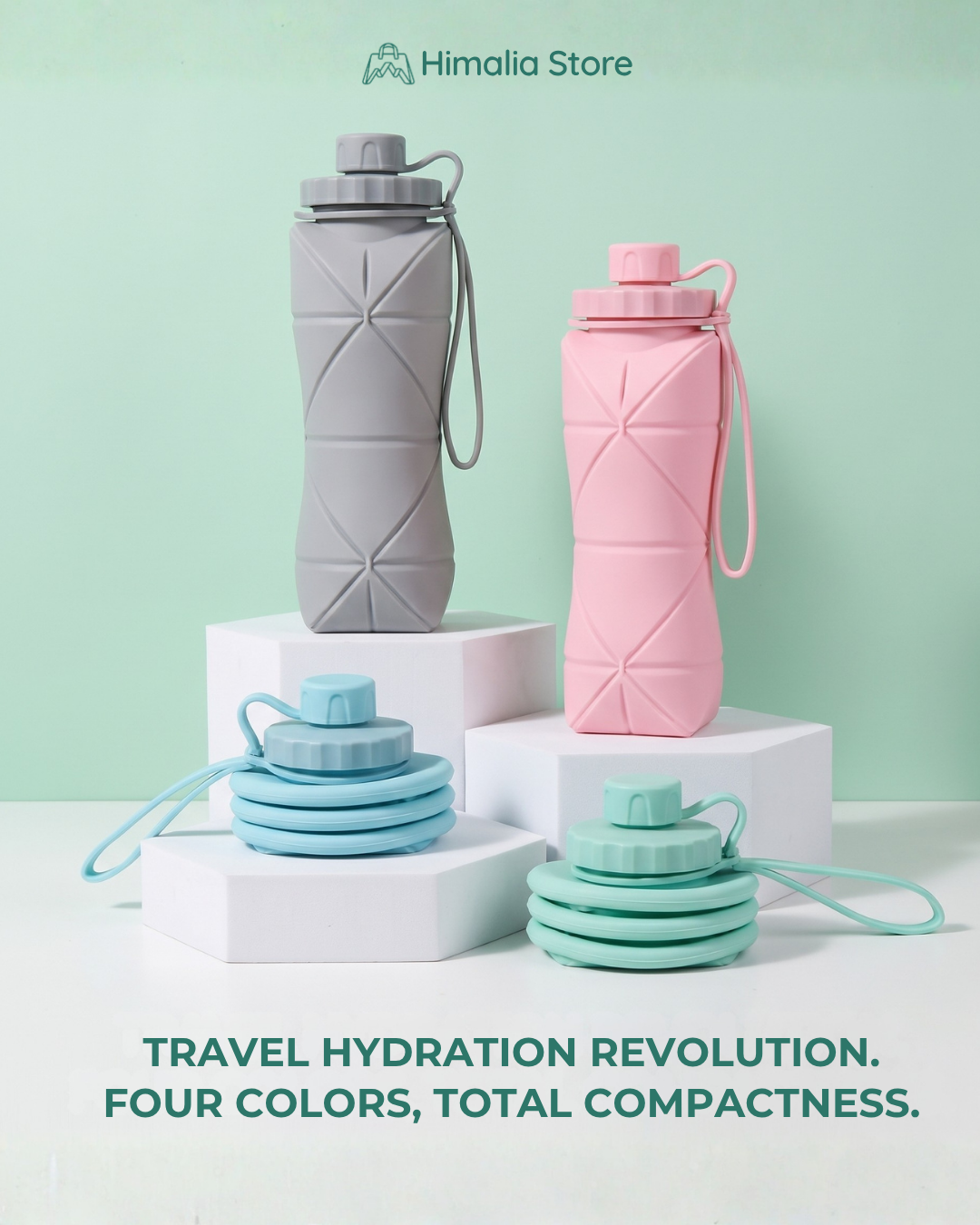 Folding silicone water bottles