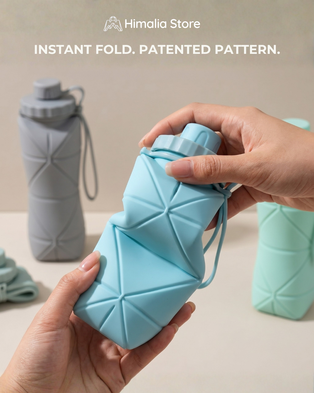 Folding silicone water bottles